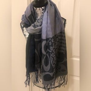 Authentic COACH Monogram Scarf, Wrap in Grey, Mauve, Black, Slate, etc. Colours